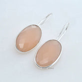 Chalcedony Earring, Pink Chalcedony 12x20mm Oval Faceted Gemstone Earring, 925 Sterling Silver Pink Earring, Pink Stone Dangle Gift Earring